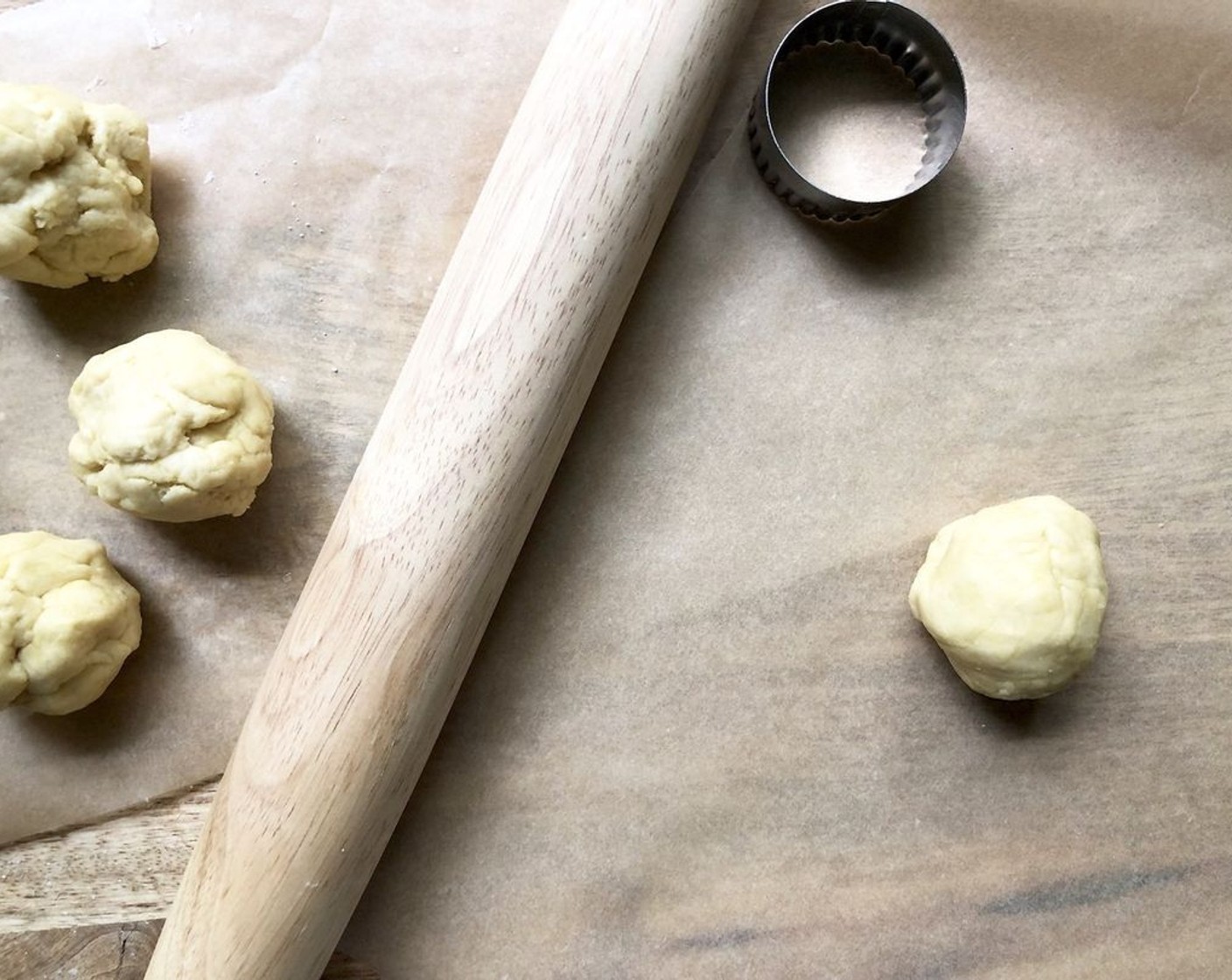 step 5 Rub the dough against the sides of the bowl to collect any remaining flour, then turn it out onto your work surface and knead by hand about 20 times until smooth. Divide the dough into 5 equal pieces, and cover with plastic wrap to keep moist.