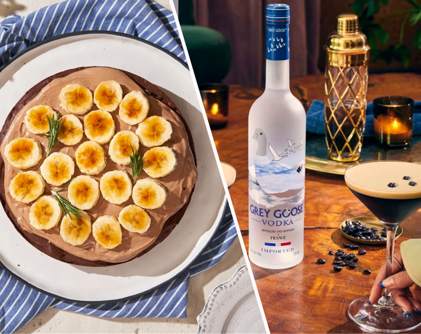 Irish Cream Banana Brownies and GREY GOOSE® Espresso Martini Cocktail