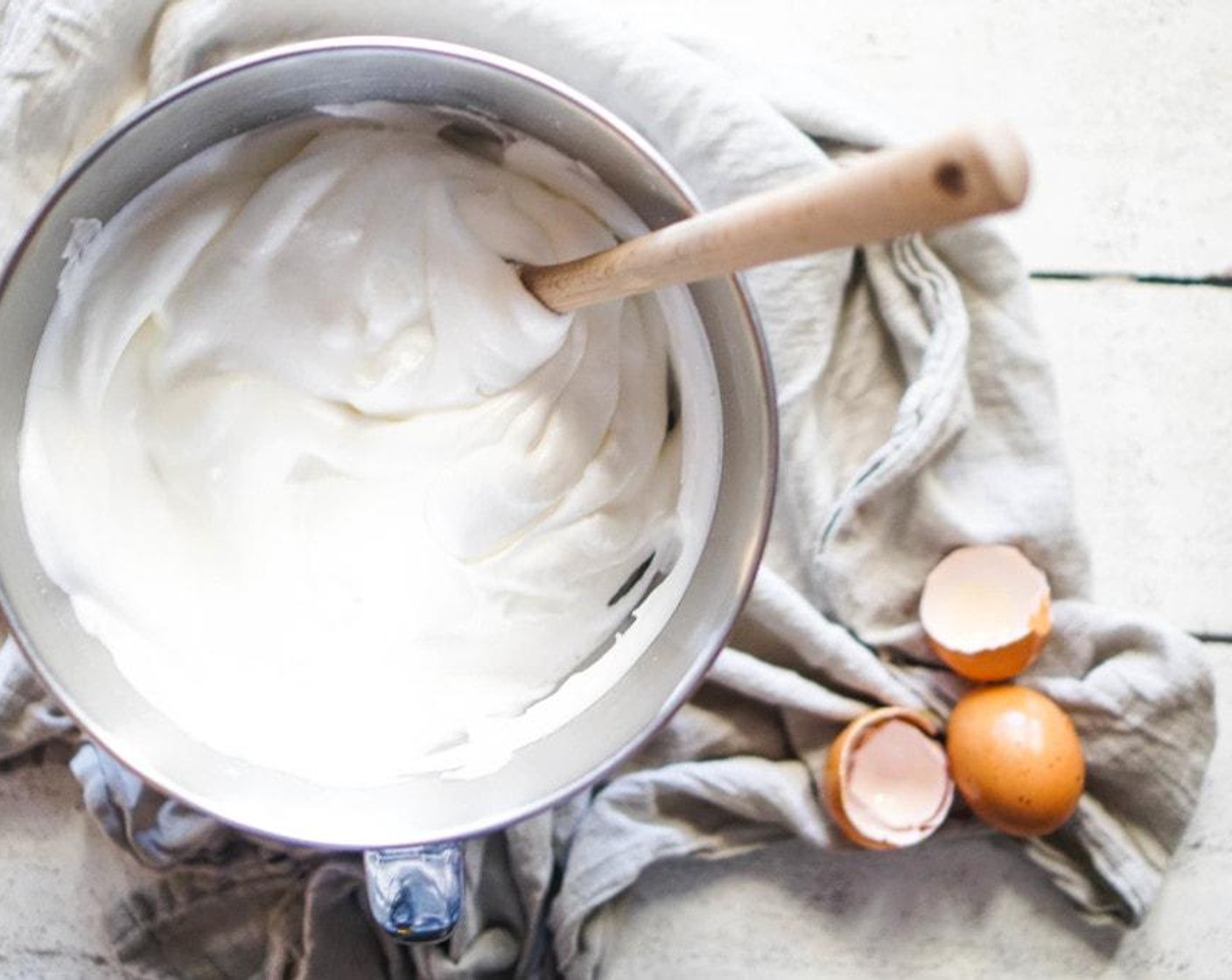 step 2 Slowly beat in the Granulated Sugar (3/4 cup) and continue beating until stiff peaks have formed and the meringue looks silky for about 7-8 minutes. A standing electric mixer with the whip attachment works best! Set aside until needed.