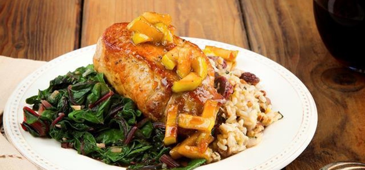 Apple Glazed Pork Chops with Pecan Lentil Rice Duo Recipe | SideChef