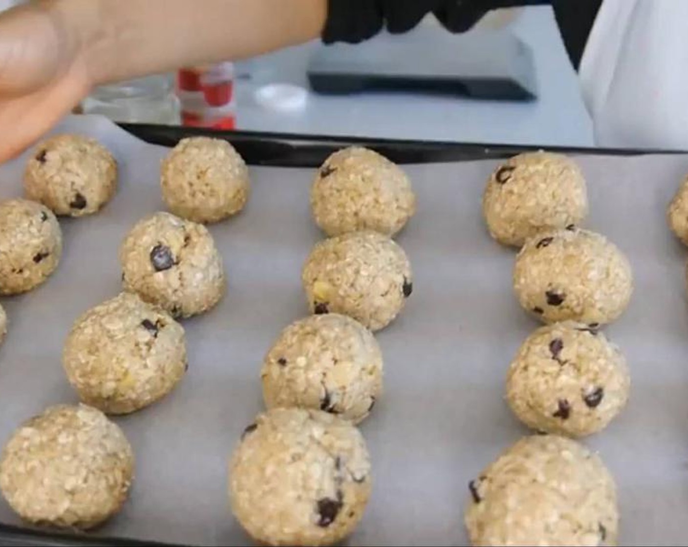 step 6 Once all the dough is used place the tray into a preheated oven at 170 degrees C (340 degrees F) for 15 to 20 minutes or until the balls are golden brown.