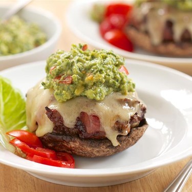 Bacon Wrapped Mushroom Cheeseburgers with Guacamole Recipe | SideChef