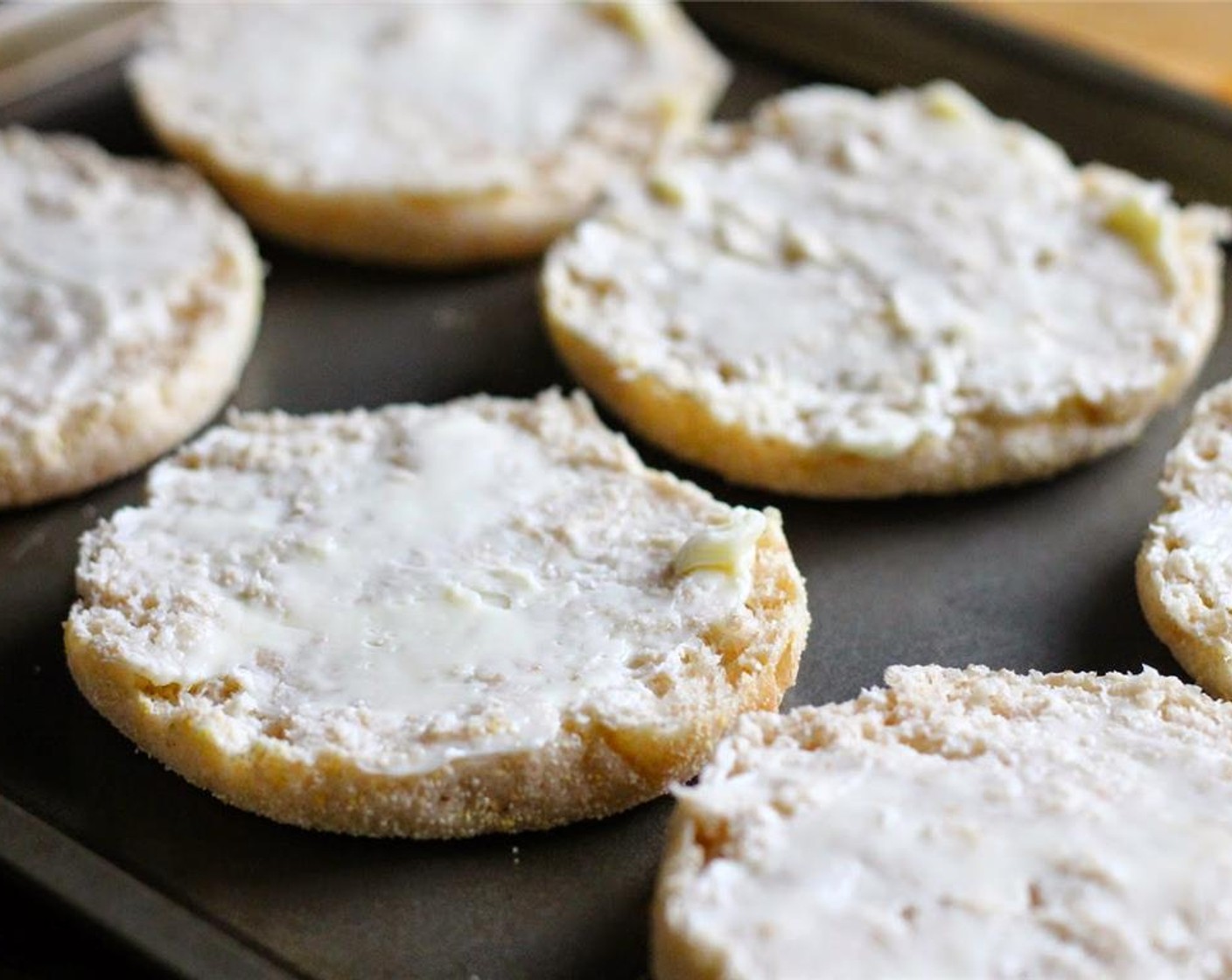 step 14 Butter English Muffins (2) and place on a cookie sheet.