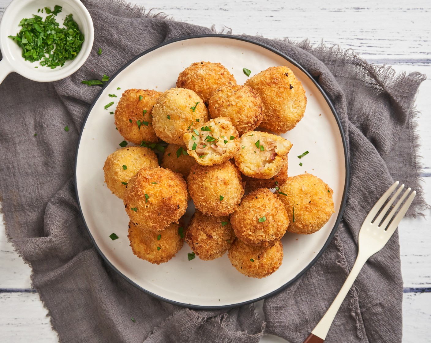 Mashed Potato Croquettes with Bacon Bits