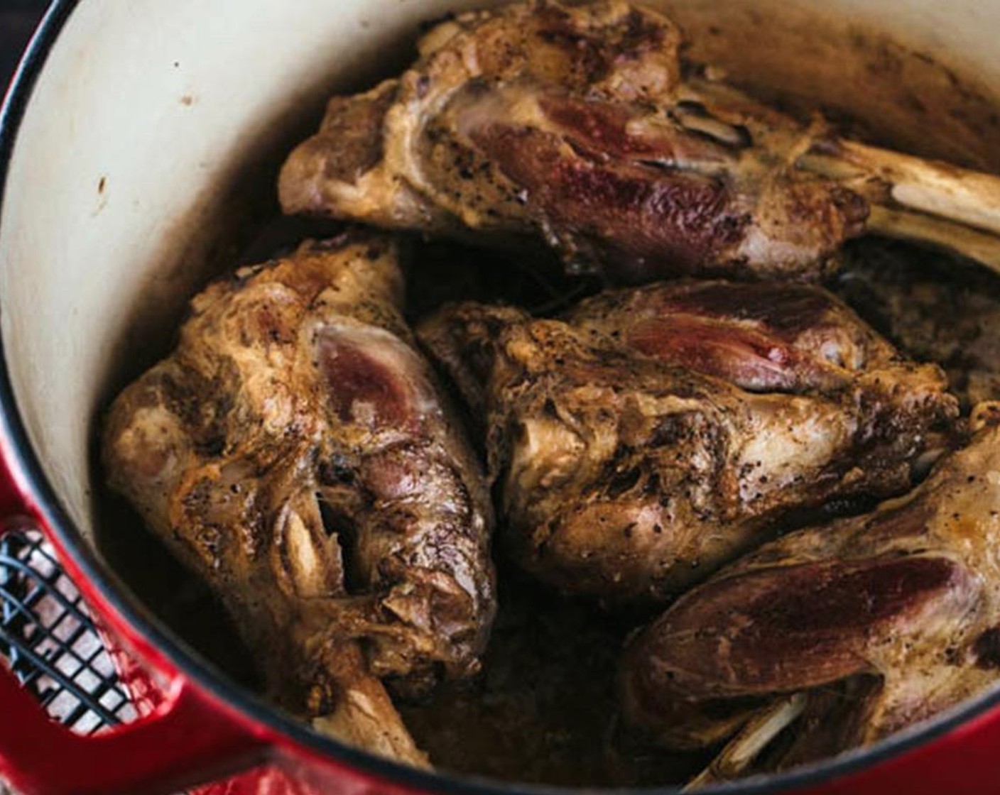 step 7 Spoon it over the lamb shanks. Turn the heat off and let it marinate for 10 minutes.