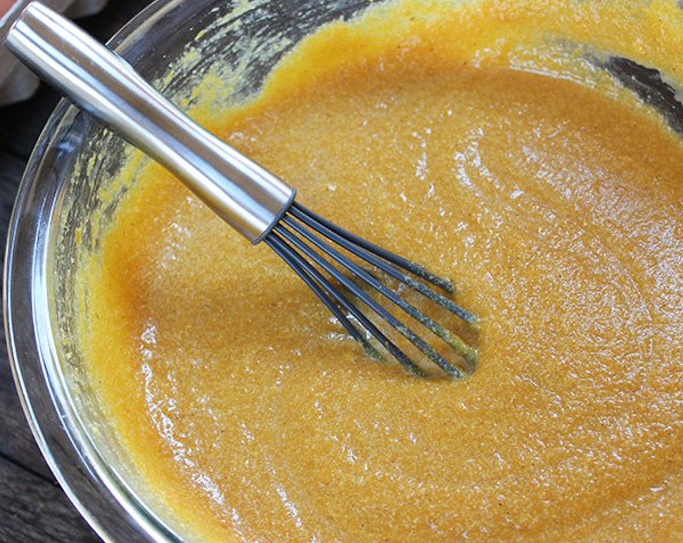 step 14 Transfer the puree to a large bowl. Add Heavy Cream (1 cup), Farmhouse Eggs® Large Brown Eggs (3),Brown Sugar (1/2 cup), remaining Maple Syrup (3 Tbsp), Simply Organic Cinnamon, Ground (1/2 tsp), Ground Ginger (1/4 tsp), Ground Nutmeg (1/4 tsp), Ground Cloves (1/4 tsp), Kosher Salt (1/4 tsp), and Ground Black Pepper (1 pinch). Whisk until smooth.