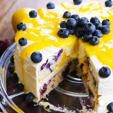 Lemon Blueberry Layer Cake with Lemon Buttercream Recipe | SideChef
