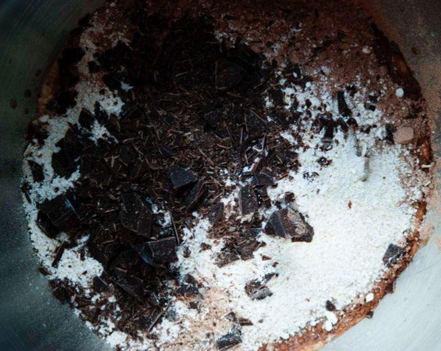 step 1 Place Espresso (3 oz), Cashew Butter (1/2 cup), Almond Milk (3/4 cup), Stevia Extract (3 dashes), Unsweetened Cocoa Powder (2 cups), Dark Cocoa Powder (2 tsp), Oat Flour (3 1/3 Tbsp), and Dark Chocolate Chips (1/4 cup) into a bowl.