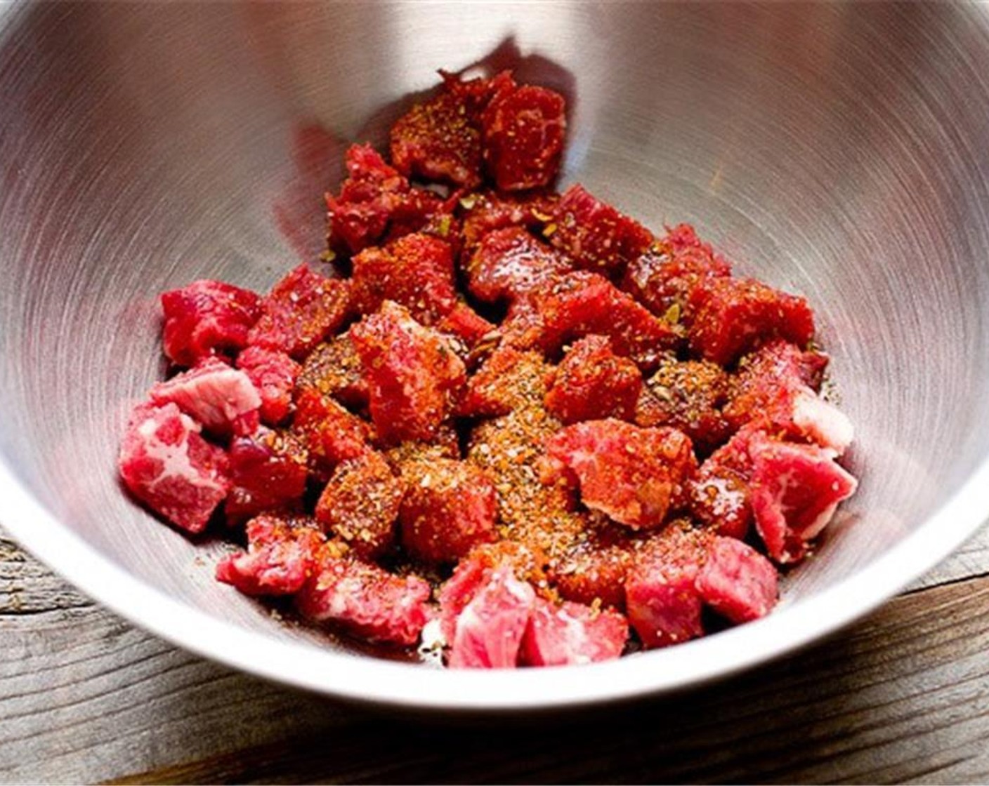 step 1 In a bowl, combine Steak (8 oz) and All-Purpose Spice Rub (1 Tbsp). Rub the spices into the steak.