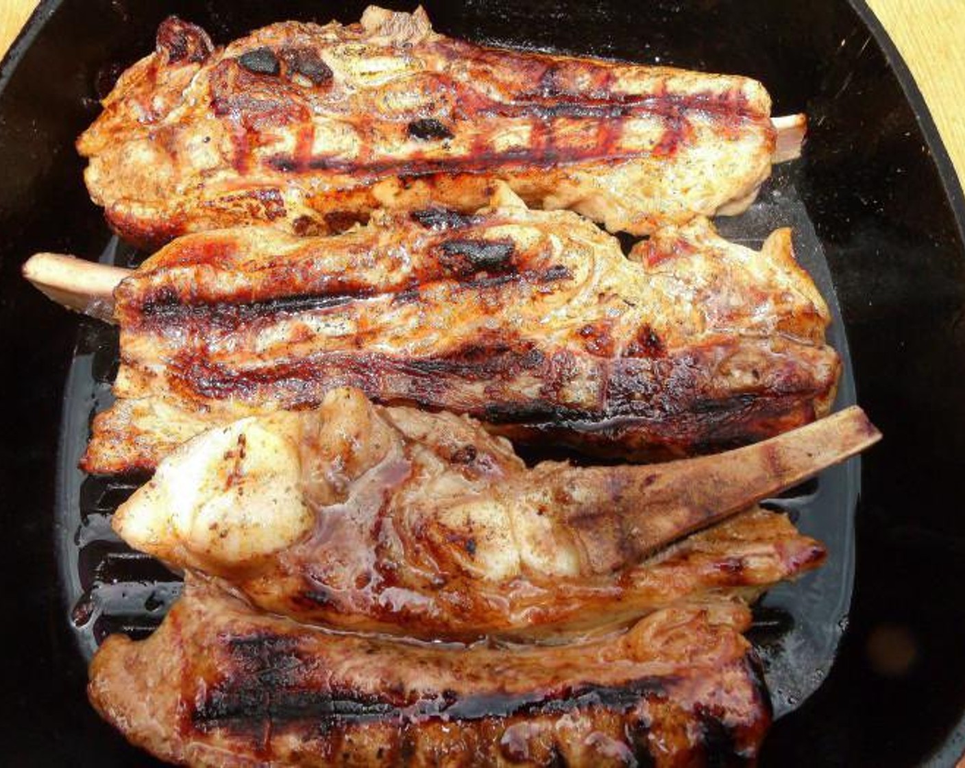 step 1 Season Veal Breasts (4 slices) with Kosher Salt (to taste), sear on both sides on high heat, as soon as grill marks appear, turn down heat to very low.