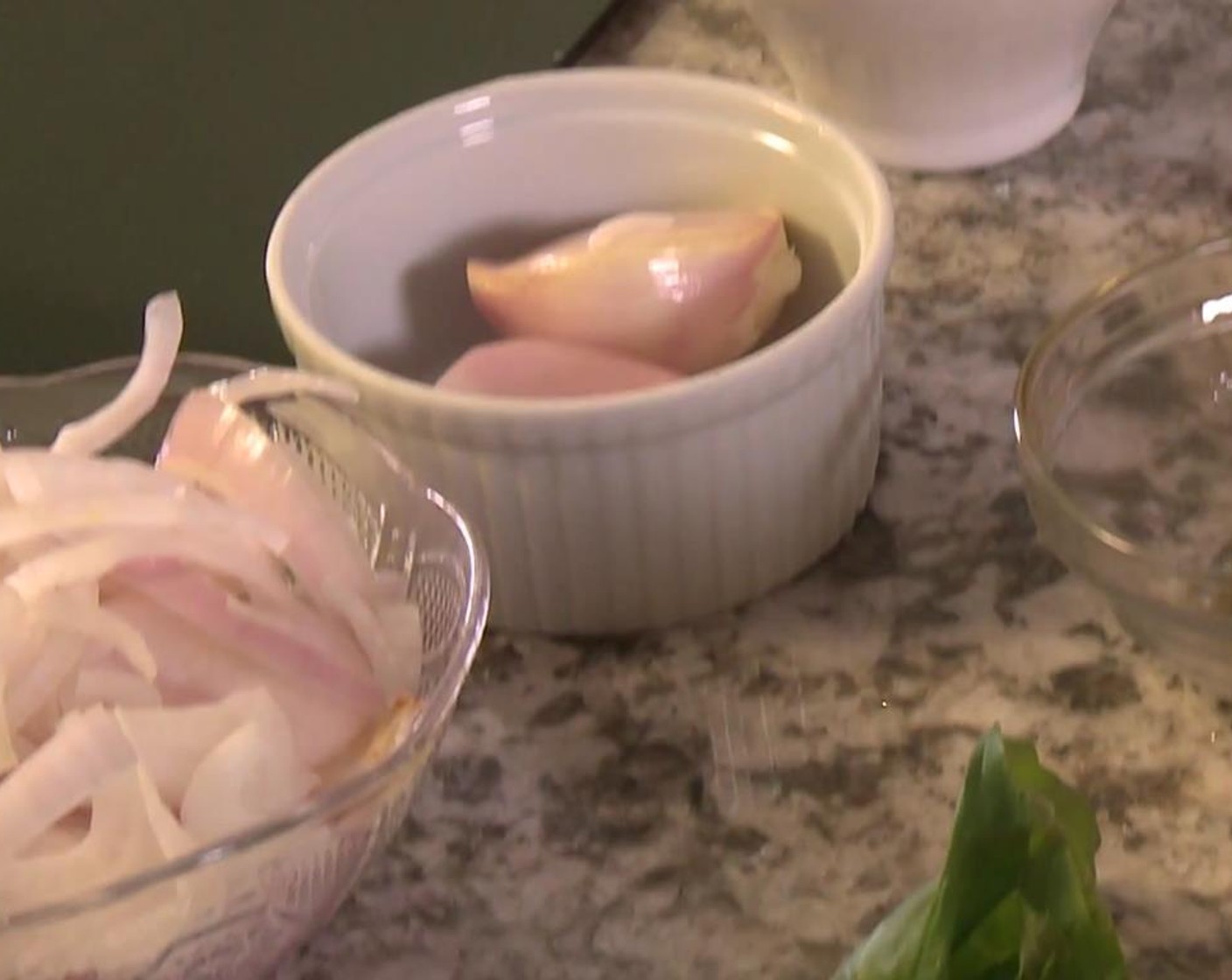 step 1 Thinly slice Shallots (6) and saute them in a pot with Butter (1/4 cup).