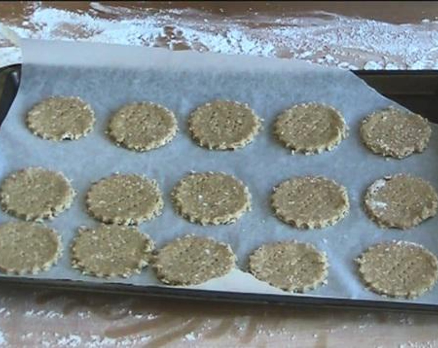 step 6 Place the cookies on a baking dish lined with baking paper. Bake inside a preheated oven under 180 degrees C (350 degrees F) for about 10 minutes
