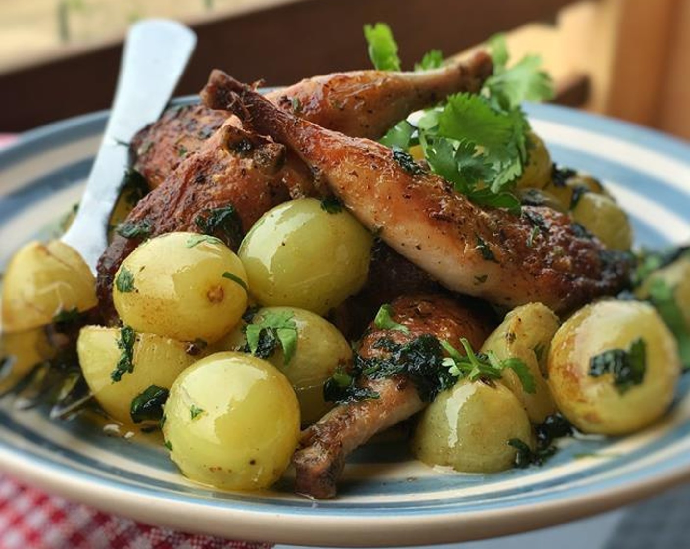 Quail with Grapes & Cilantro