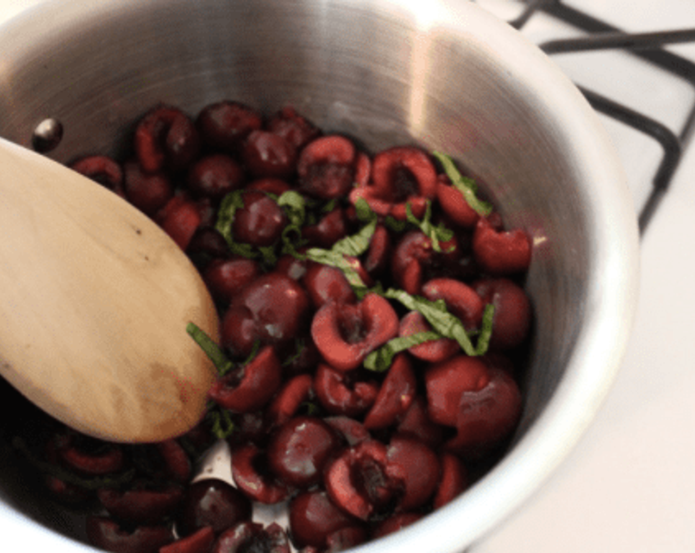 step 2 In a medium saucepan, combine the Cherries (3 cups), Honey (1 Tbsp), Balsamic Vinegar (1/2 tsp), Fresh Basil (2 Tbsp), and a pinch of Kosher Salt (to taste).