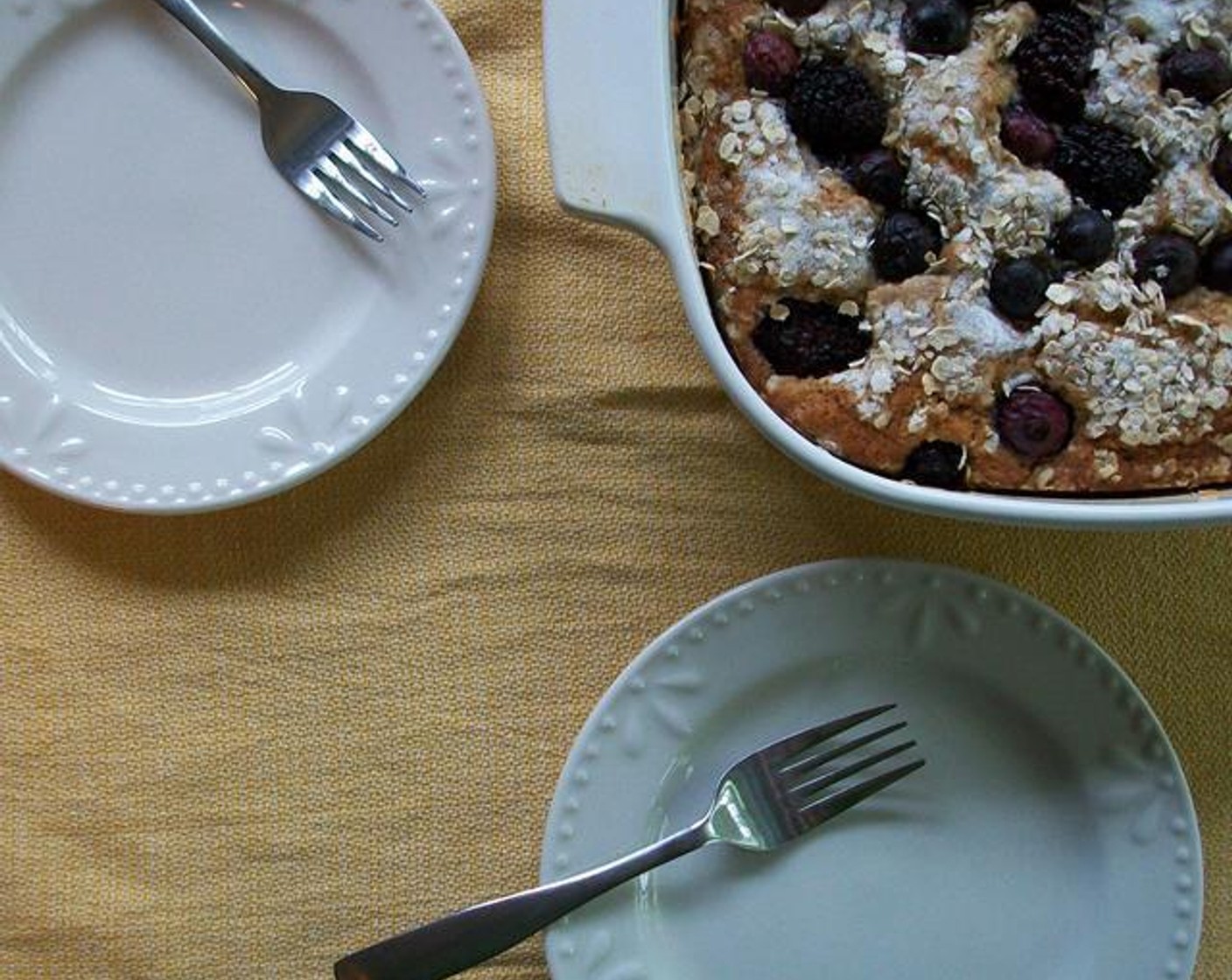 Oat Cake with Blackberries and Blueberries
