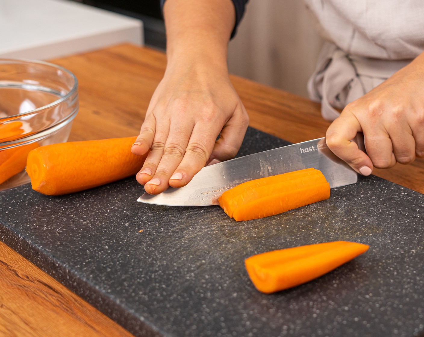 step 1 Cut the Carrots (3 cups) in half and then into quarters. Cut one more time if using thick carrots.
