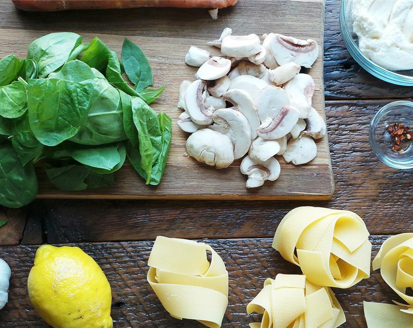 step 1 Cook the Pappardelle Pasta (1 pckg) in salted water according to the package.