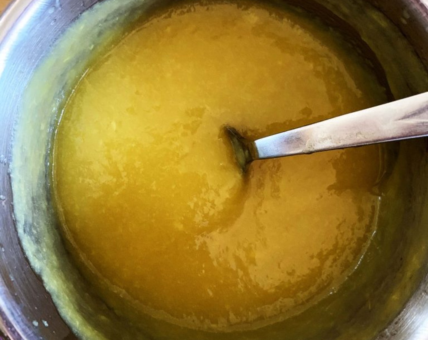 step 3 Blend the diced mango then bring to a boil with Water (1.5 oz) and Granulated Sugar (1 1/2 Tbsp). Let it simmer for a few minutes then stir in the gelatin sheets. Set aside to cool down.