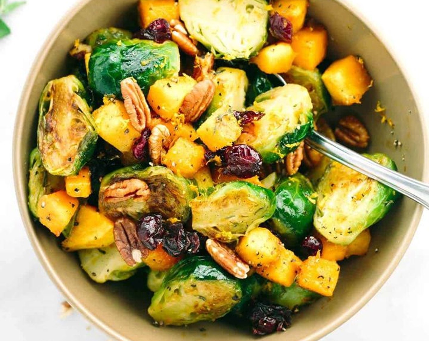 Honey Orange Glazed Brussels Sprouts with Butternut Squash