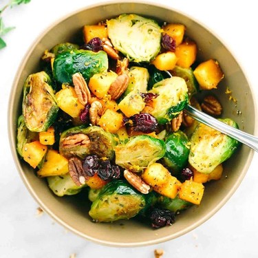Honey Orange Glazed Brussels Sprouts with Butternut Squash Recipe | SideChef