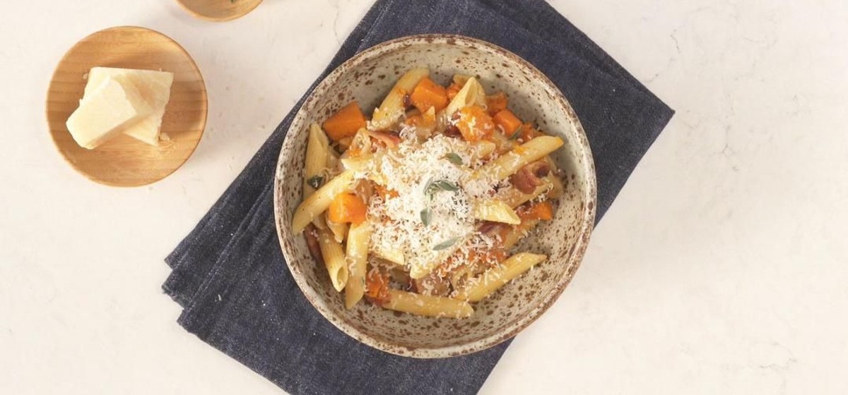Butternut Squash Bacon Pasta Recipe | SideChef