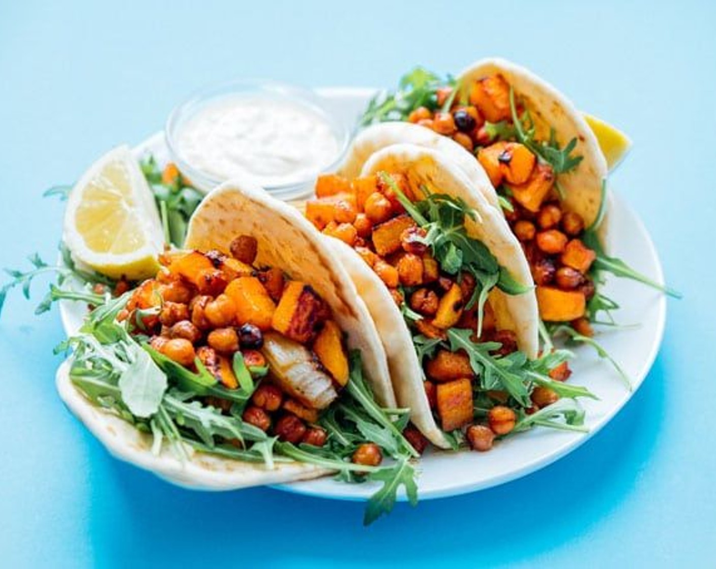 Roasted Butternut Chickpea Hummus Wraps