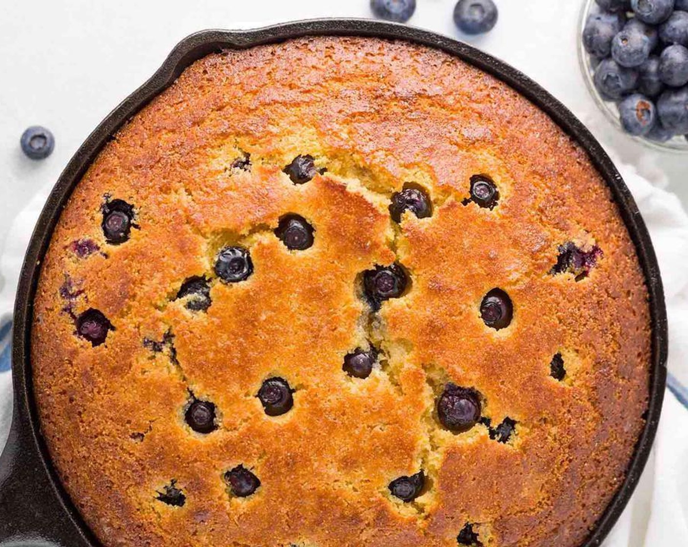 Skillet Cornbread with Blueberries