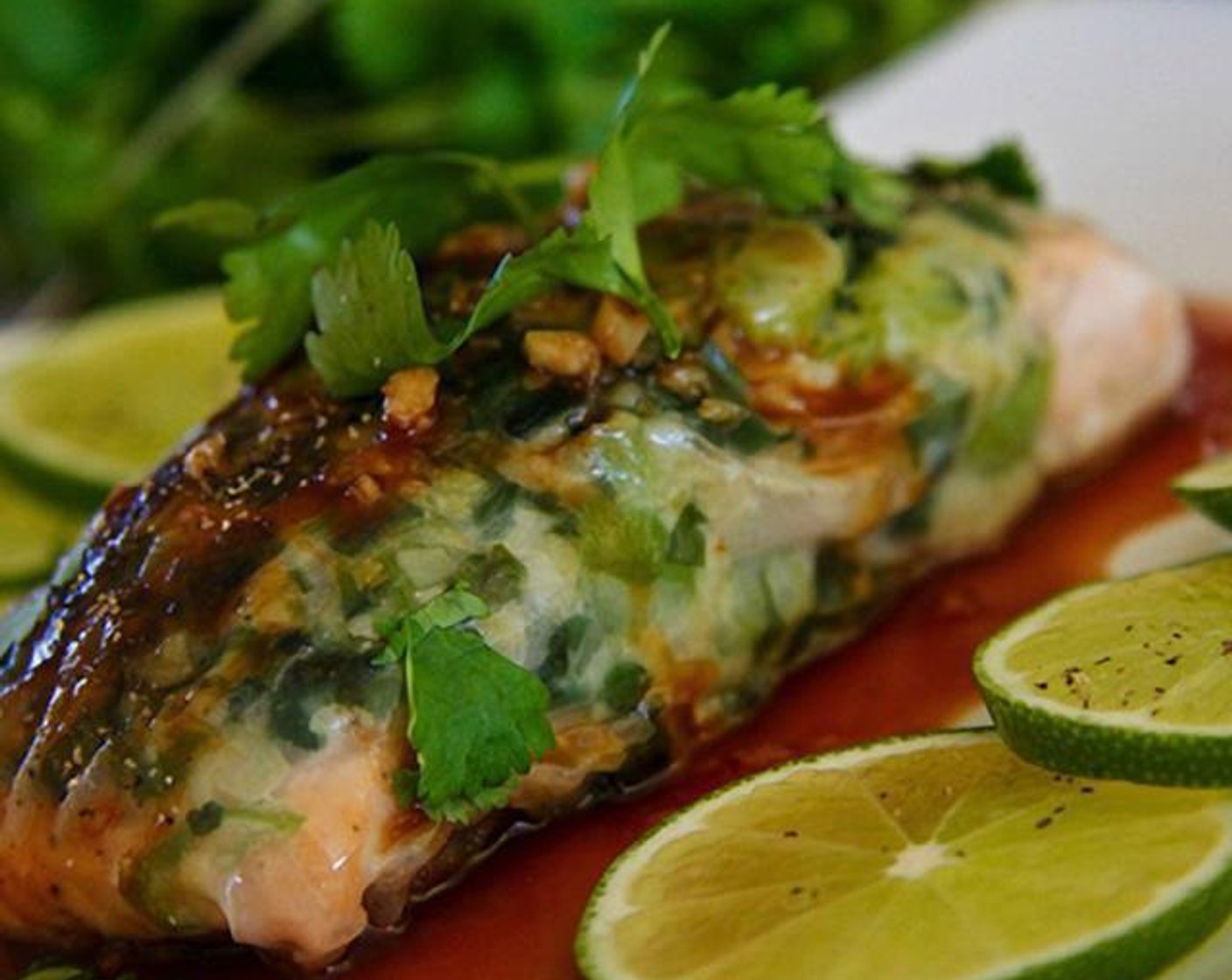 Rice Paper Wrapped Salmon with Hoisin Lime Sauce