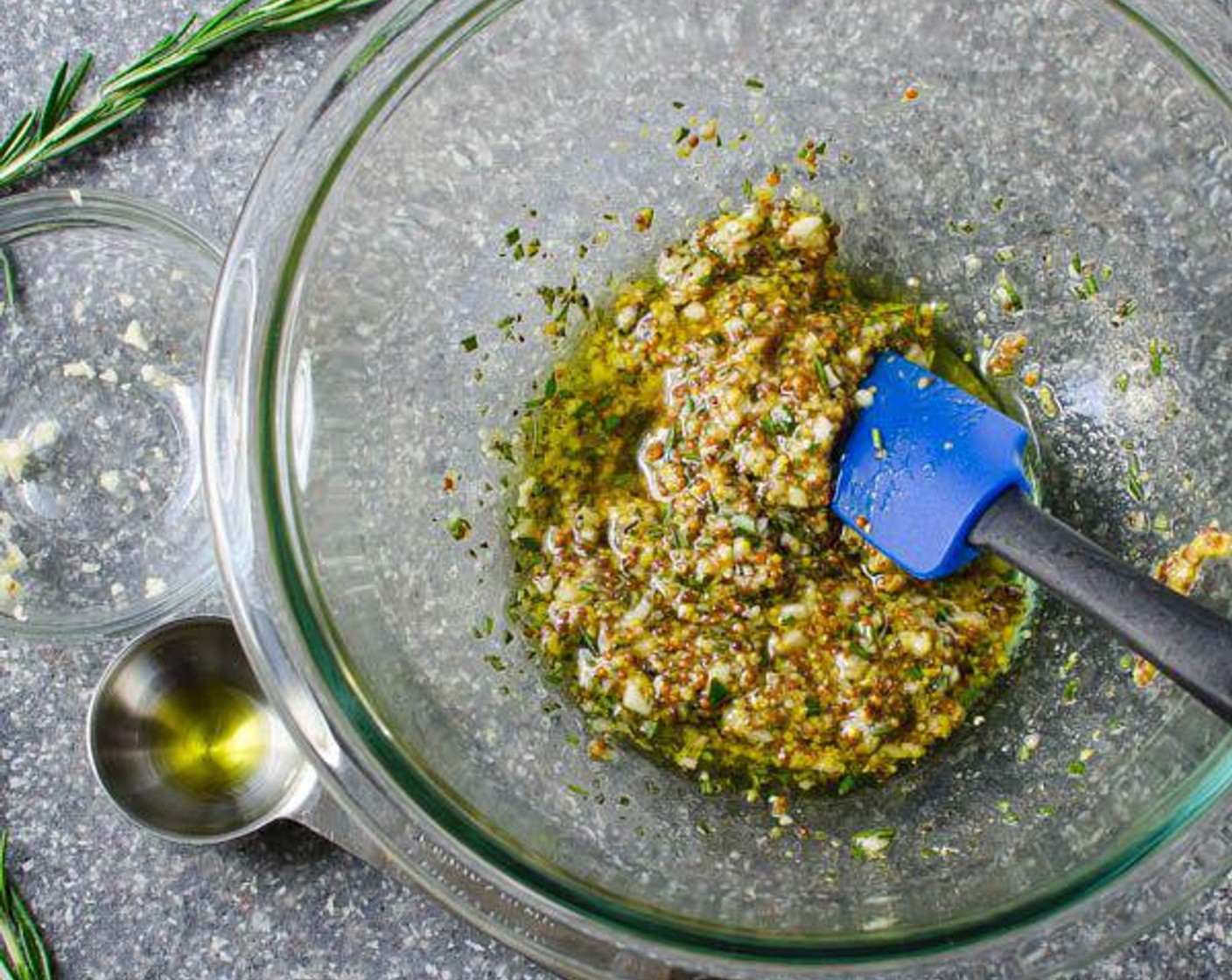 step 2 In a medium bowl, combine Coarse Dijon Mustard (2 Tbsp), Olive Oil (3 Tbsp), Garlic (2 cloves), Fresh Rosemary (1 Tbsp), Kosher Salt (1/2 tsp), and Ground Black Pepper (1/2 tsp). Whisk to combine.