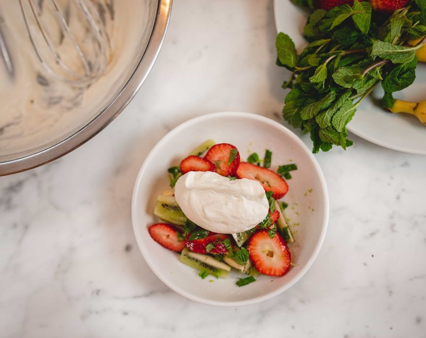 Fresh Fruit Medley with Homemade Whipped Cream