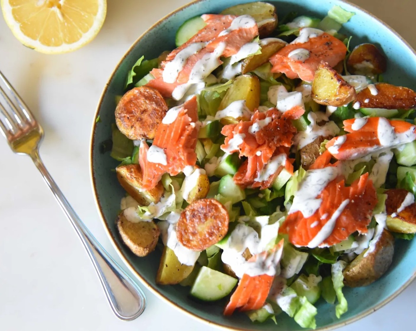 Salmon Salad with Potatoes and Dill Dressing