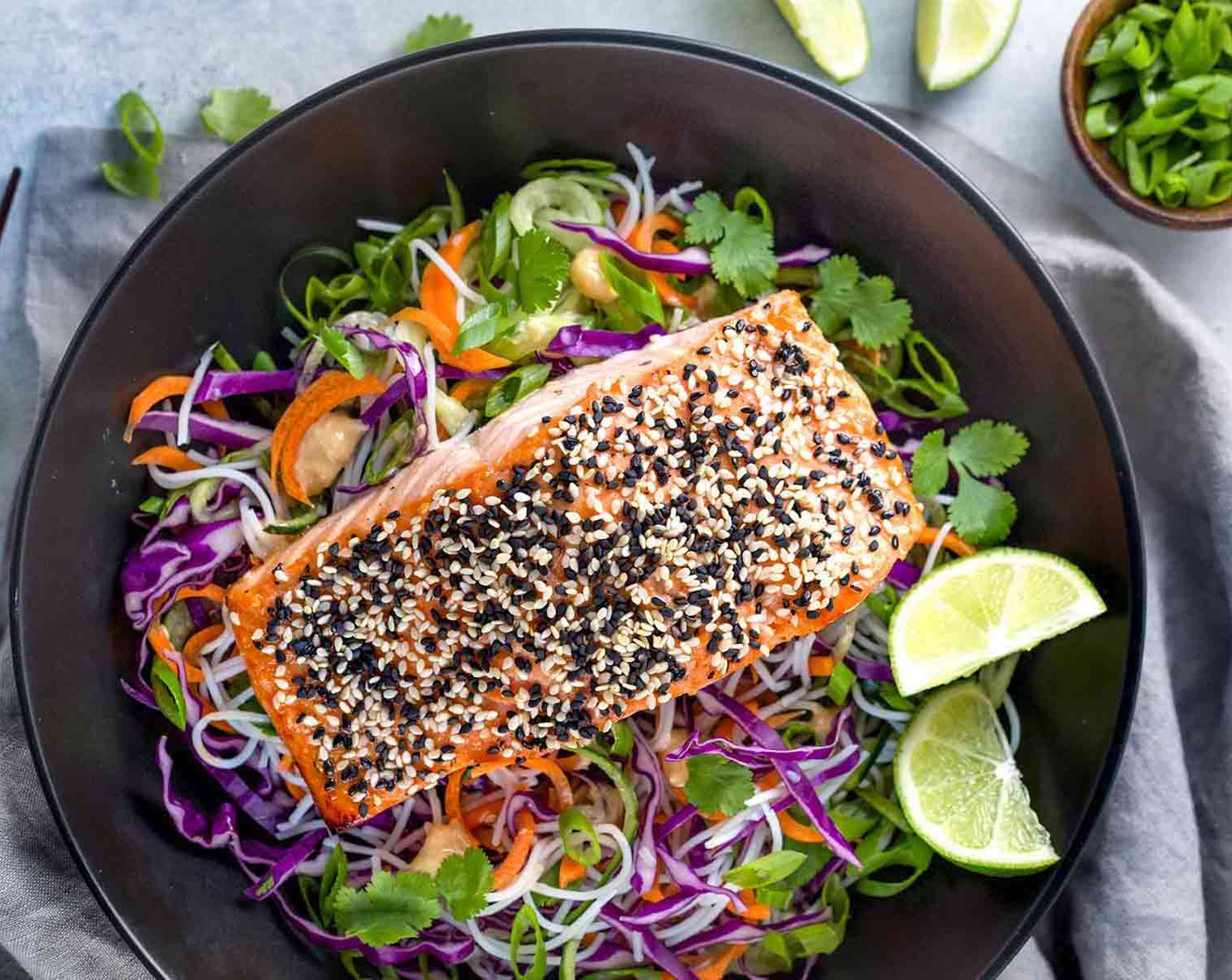 Sesame Salmon with Rice Noodle Salad