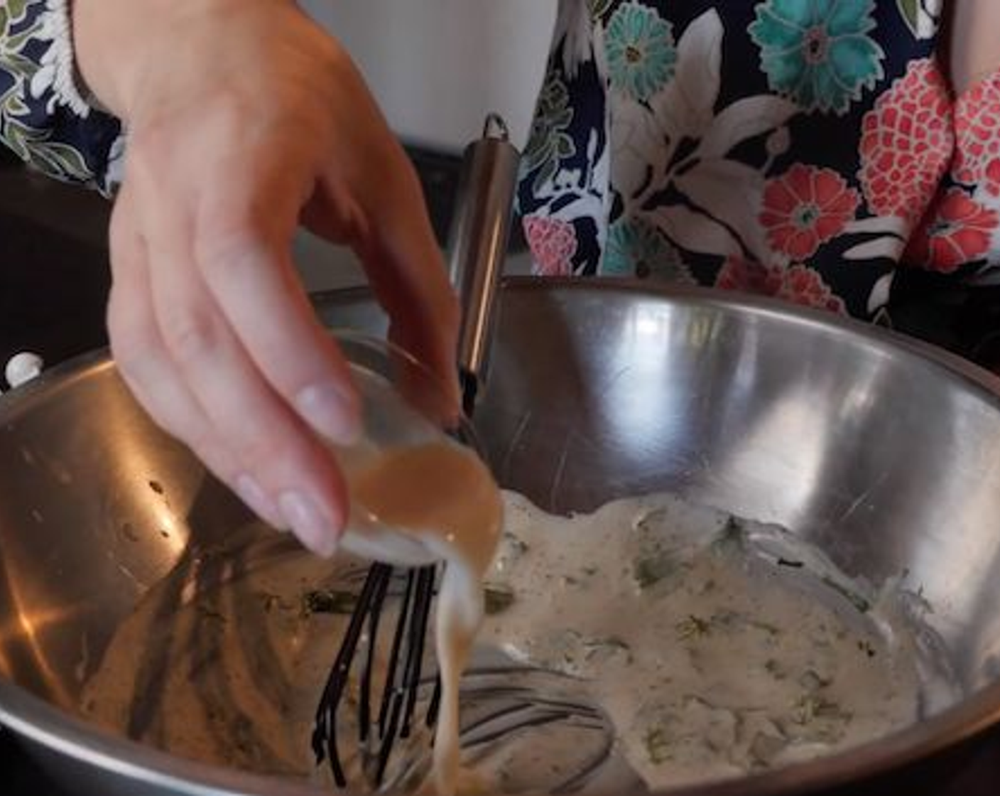 step 2 Meanwhile, in a large bowl, whisk together a quick sauce by combining; Vegan Mayonnaise (2/3 cup), Unsweetened Soy Milk (1 Tbsp), Fresh Parsley (3 Tbsp), Fresh Dill (3 Tbsp), Apple Cider Vinegar (1 Tbsp) and Dijon Mustard (1 Tbsp). You want the sauce to be thick but slightly runny. It will thicken slightly as it sits in the salad mixture.