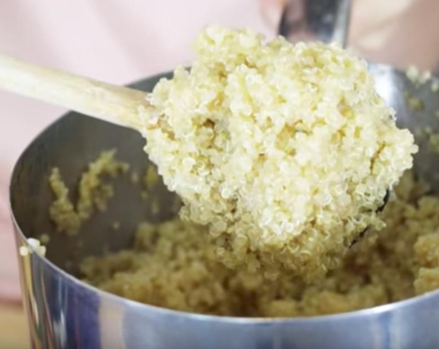 step 6 Once the quinoa is cooked it should look fluffy and sticky.