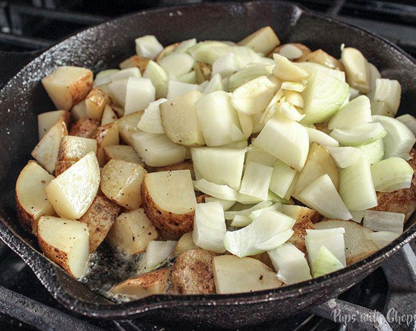 step 4 Add in the Onions (2) and let it brown as much as possible to infuse the oil with onion flavour.