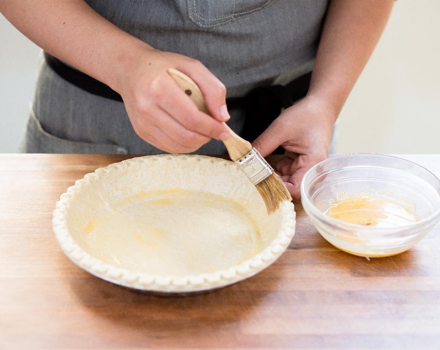 step 3 Brush crust with egg wash and prick the bottom of the Pie Crust (1) with a fork several times.