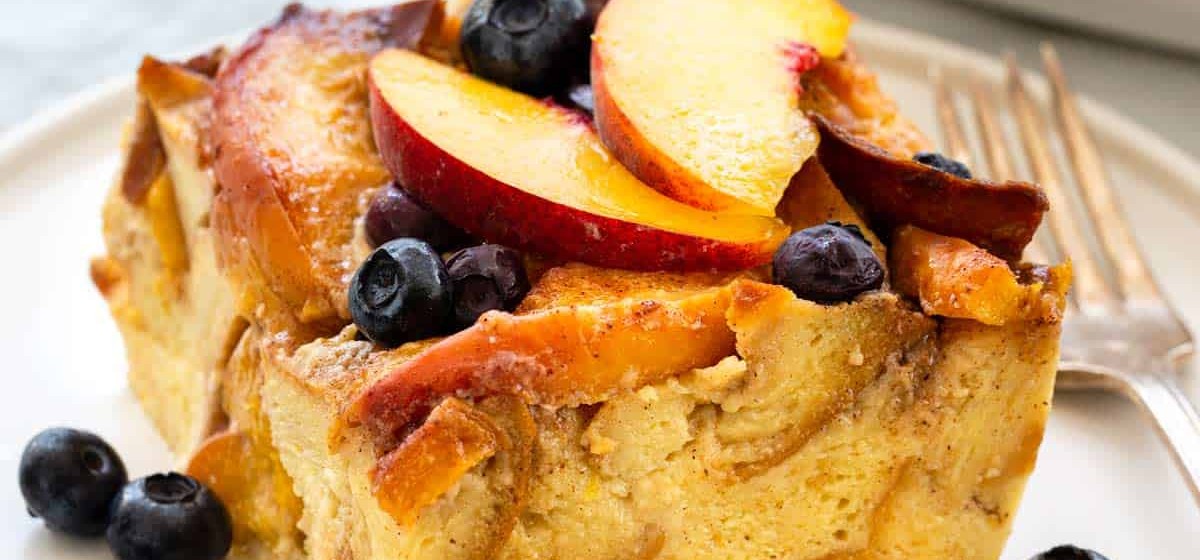 Peach and Blueberry Bread Pudding Recipe | SideChef