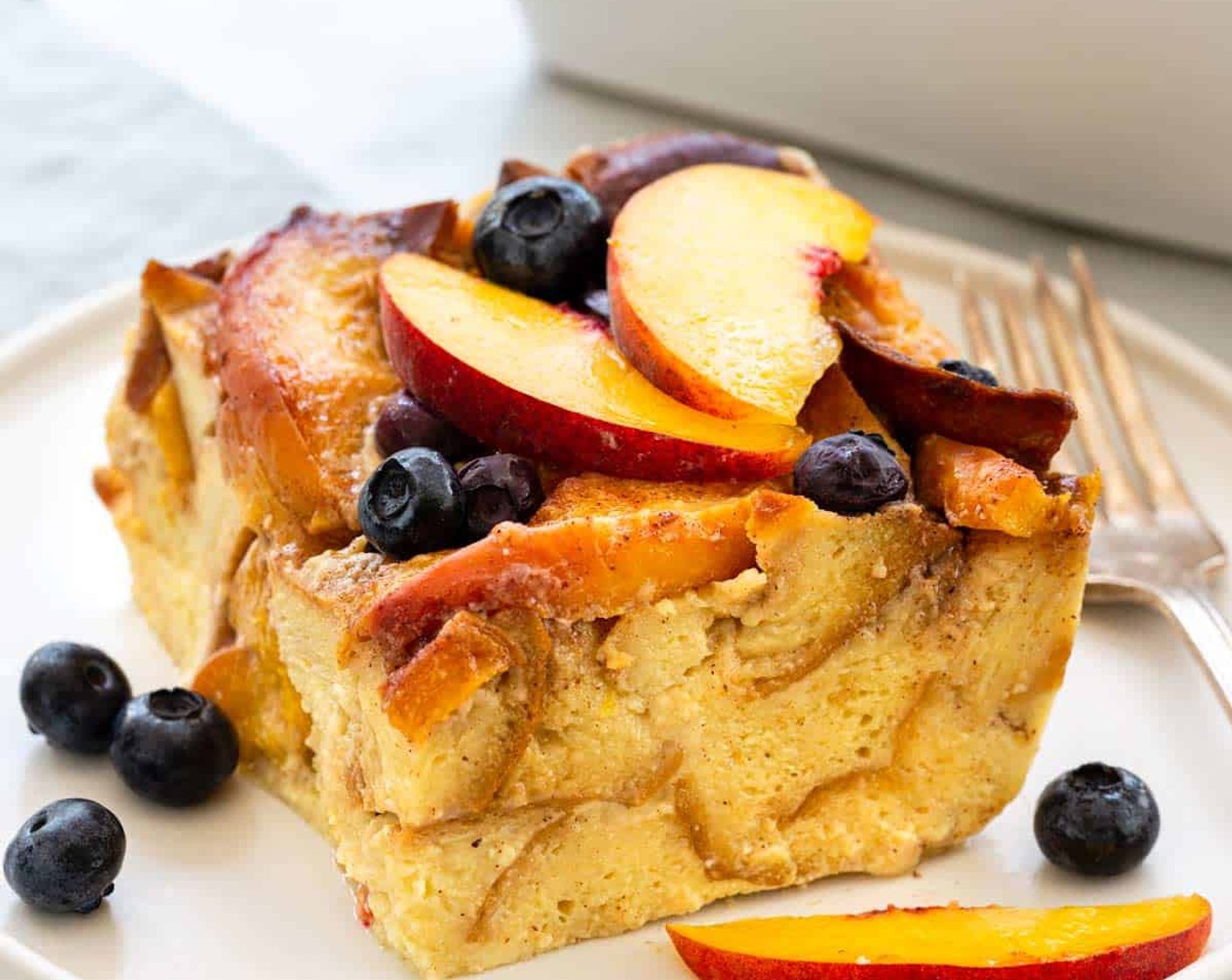 Peach and Blueberry Bread Pudding