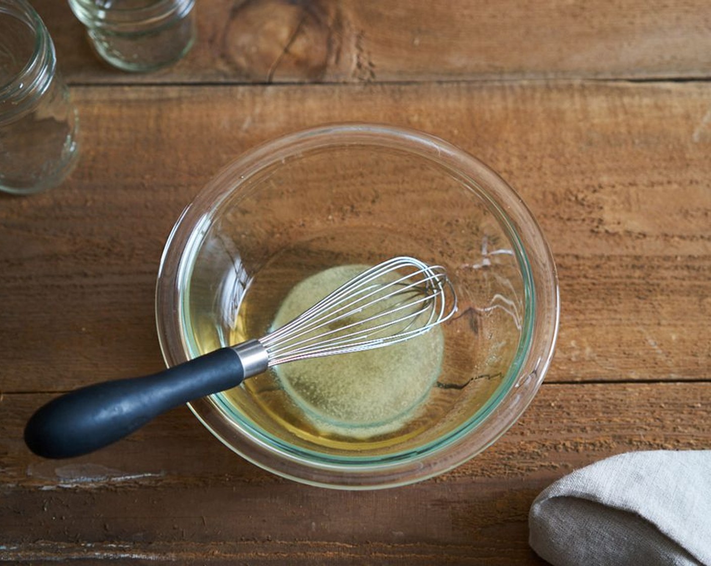 step 1 Whisk together the Rice Vinegar (1/2 cup), Granulated Sugar (1 Tbsp), and Salt (1 tsp).