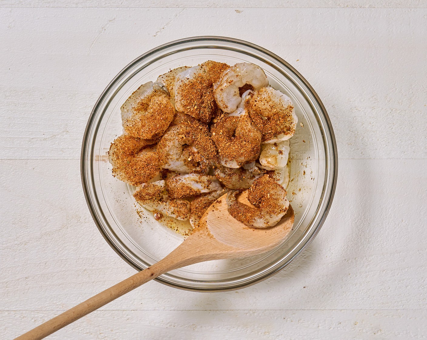 step 4 Toss the Shrimp (1 lb) with Taco Seasoning (1 Tbsp), Olive Oil (1 Tbsp), and Salt (1/2 tsp).