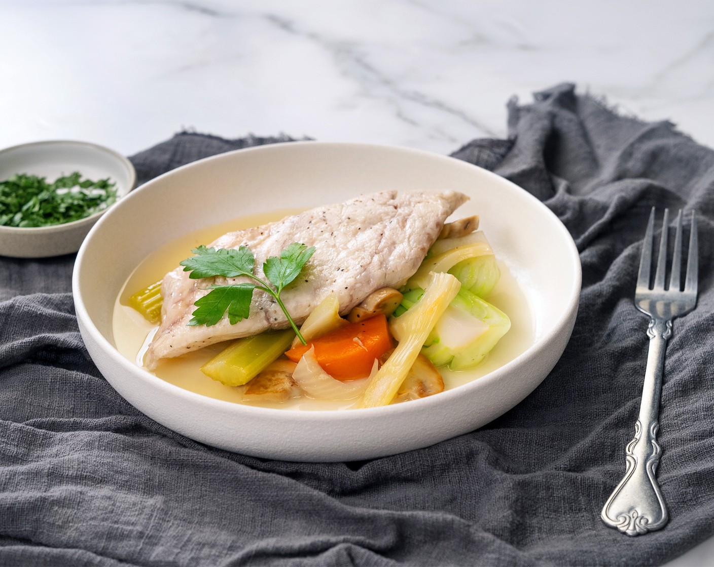 Barramundi on a Bed of Vegetables