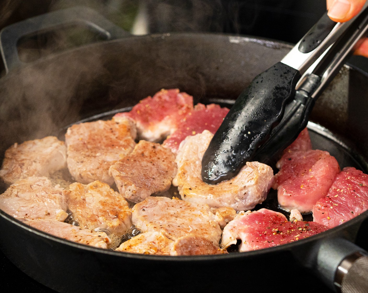 step 2 In a skillet over medium-high heat, add Vegetable Oil (1 Tbsp). Once hot, sear the pork for 3-4 minutes on each side. Set aside.