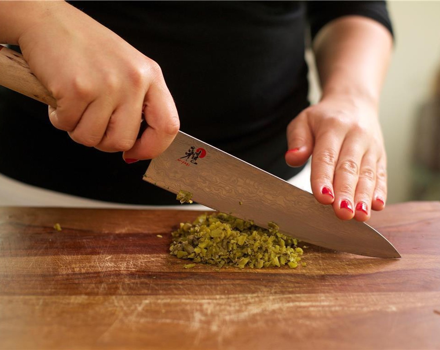 step 2 Mince the Dill Pickle (1) and Capers (1 Tbsp) and place in a small bowl.