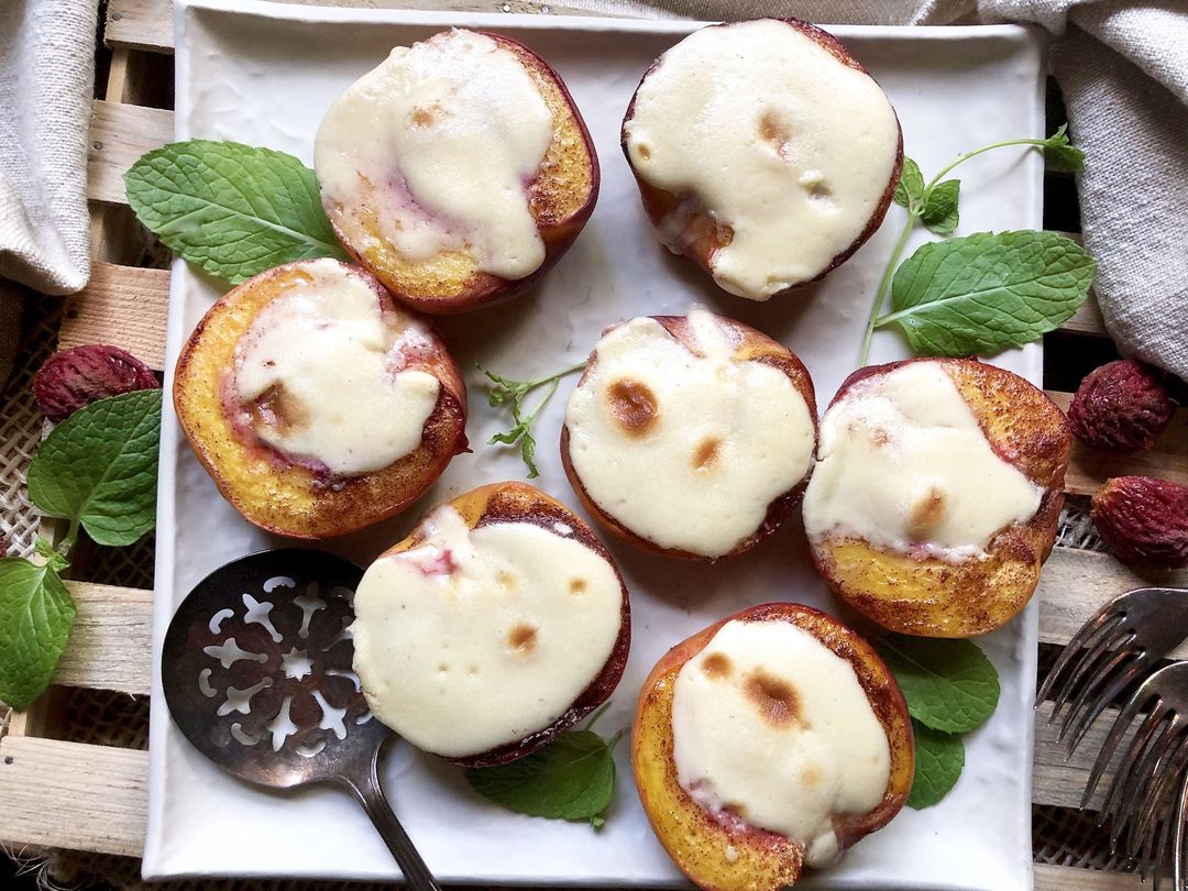 中古☆クリームピーチ☆creampeach☆富士山☆食卓☆星座☆マステ Cheesecake-Stuffed Peach Halves Recipe | SideChef