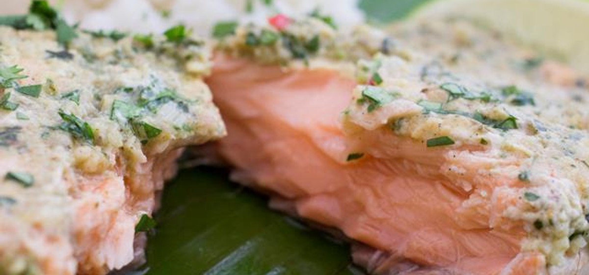Coconut Curry Salmon in Banana Leaves Recipe | SideChef