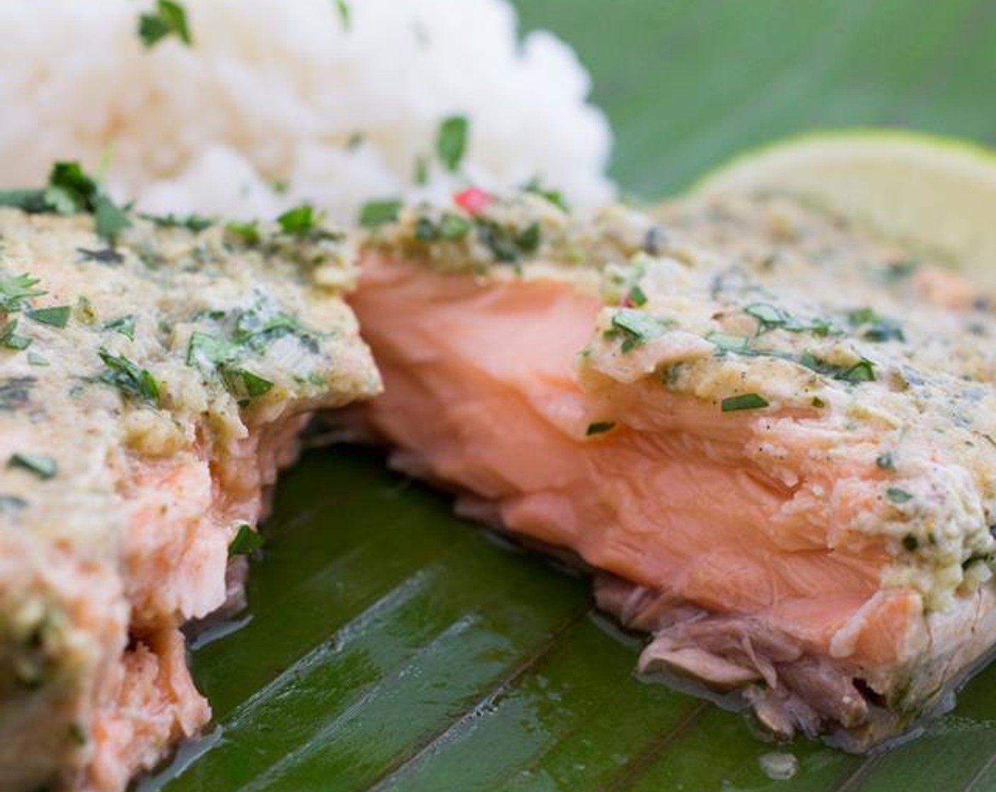 Coconut Curry Salmon in Banana Leaves