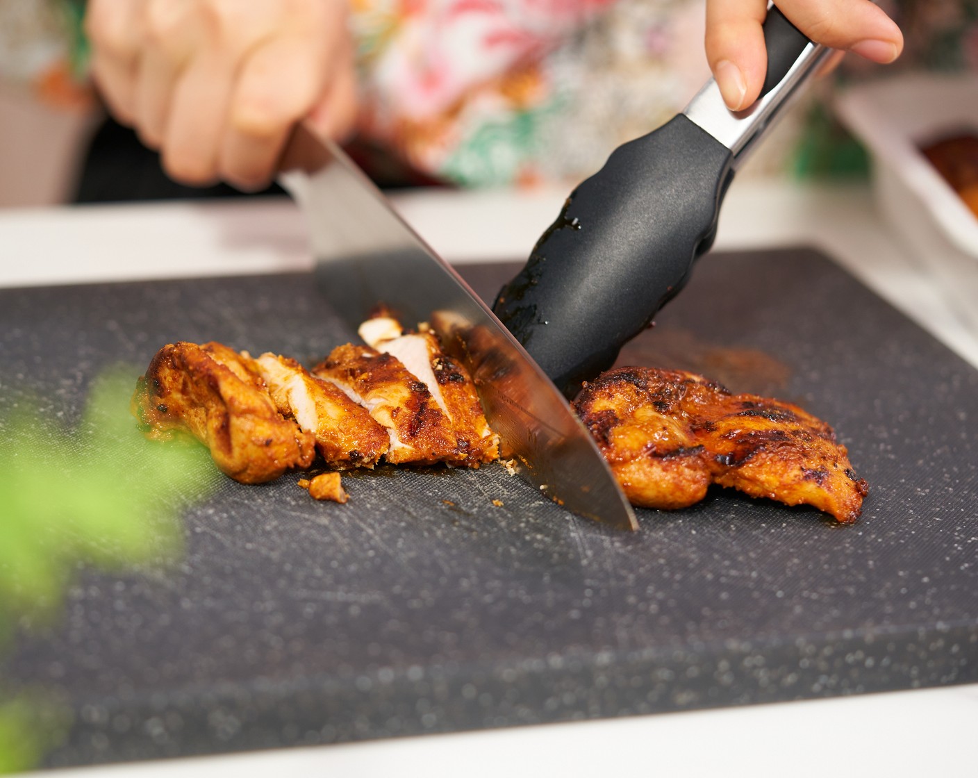 step 6 Once the chicken is cooked slice it into thin strips.