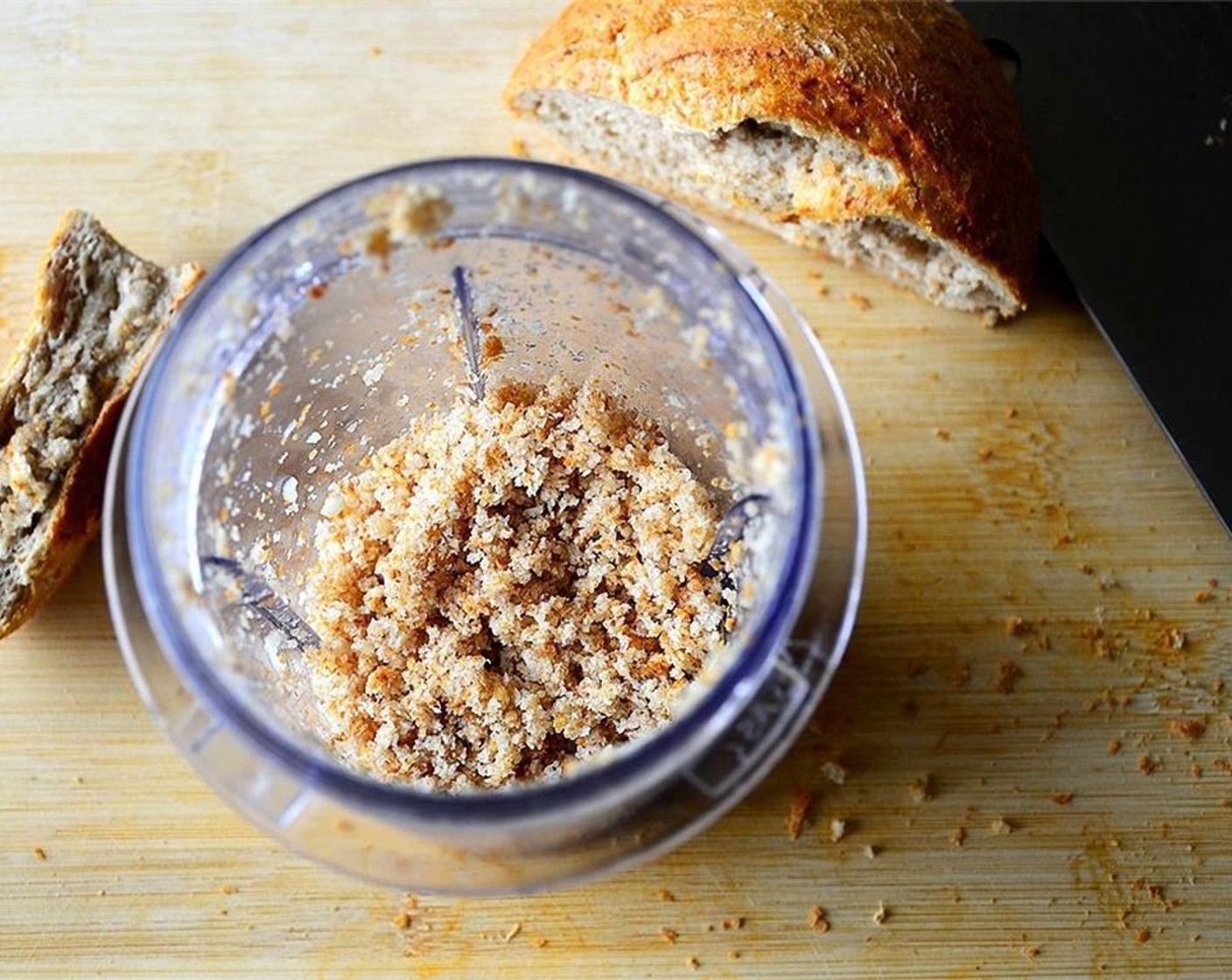 step 2 Toast the Bread (1 slice) and pulse in the food processor to make crumbs.