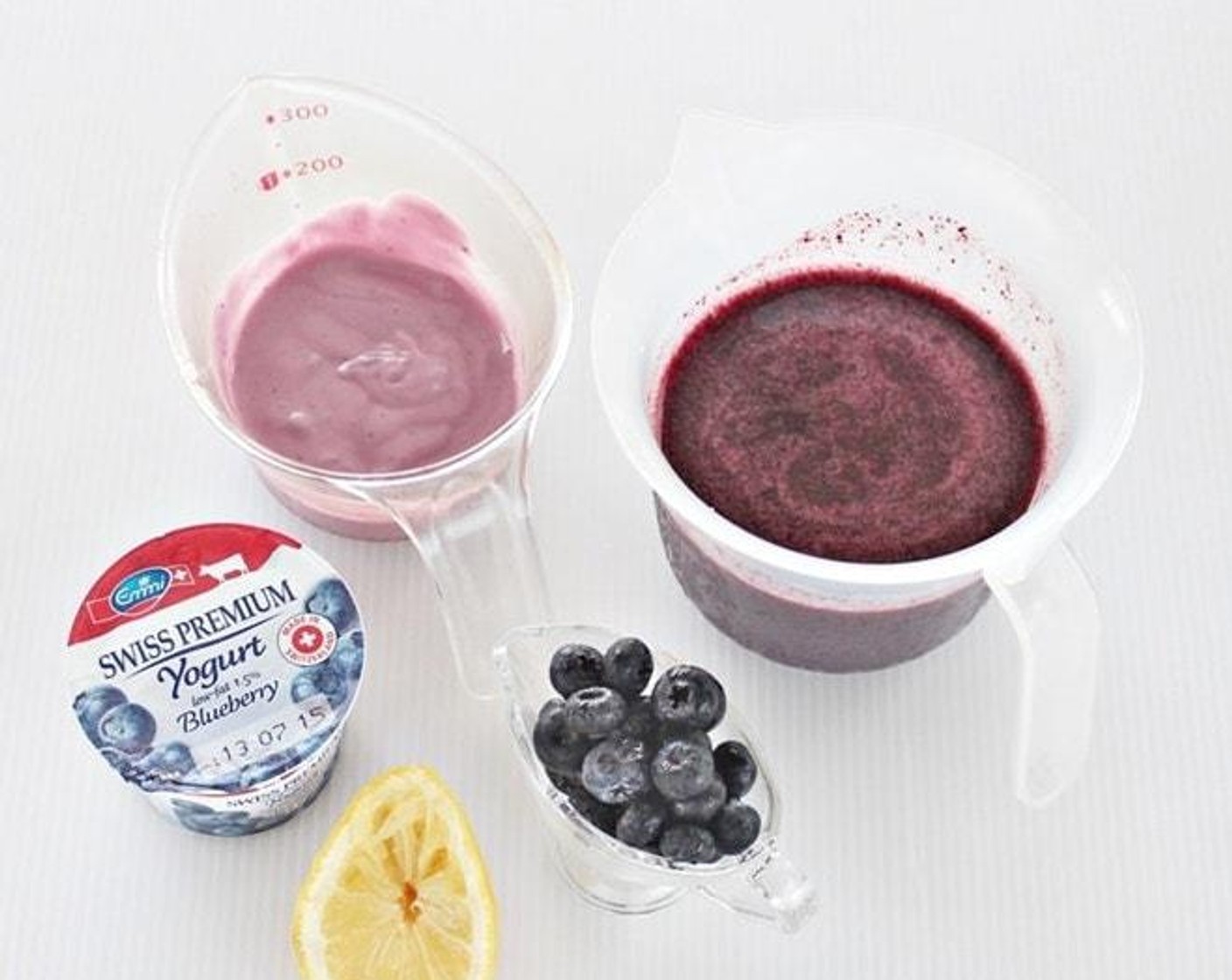 step 1 Place Fresh Blueberries (1 1/2 cups), 1/2 Tbsp juice from Lemon (1), Water (2/3 cup) and Caster Sugar (3 Tbsp) in a blender and blend until smooth.