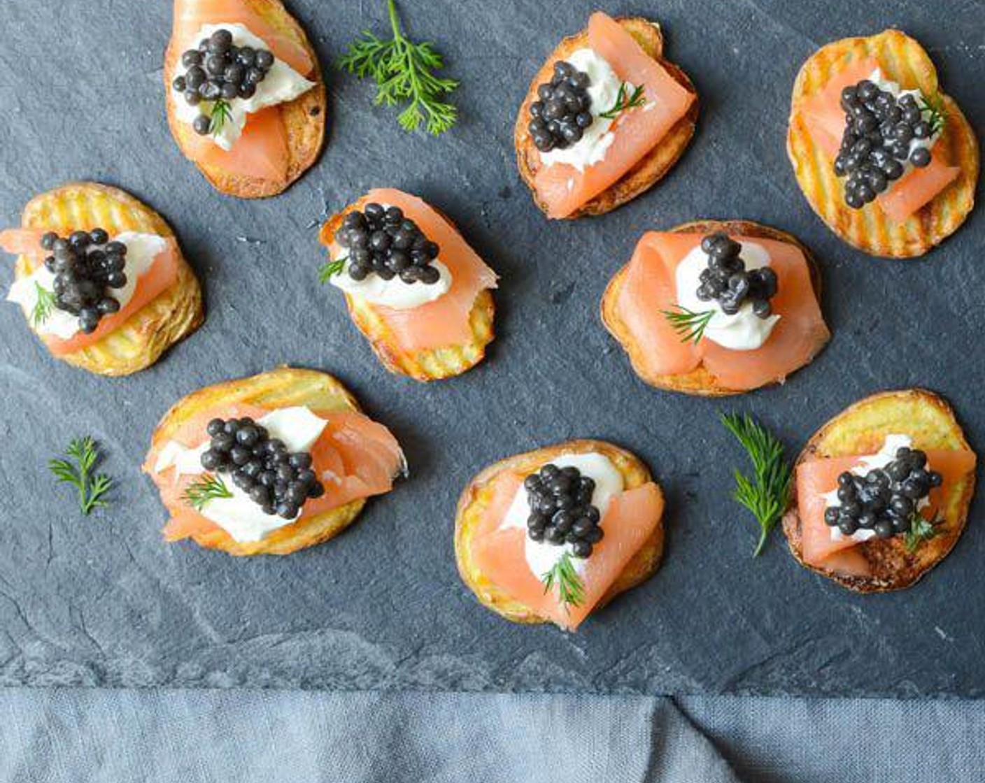 Smoked Salmon and Caviar on Crispy Potatoes